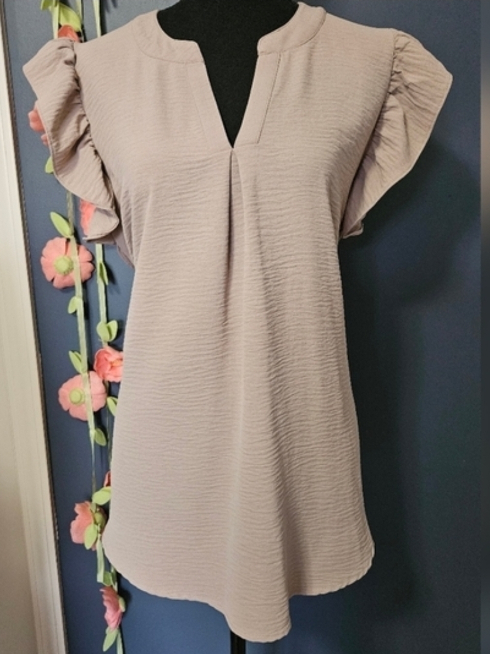 Flutter Sleeve Popover Textured Top Size XL